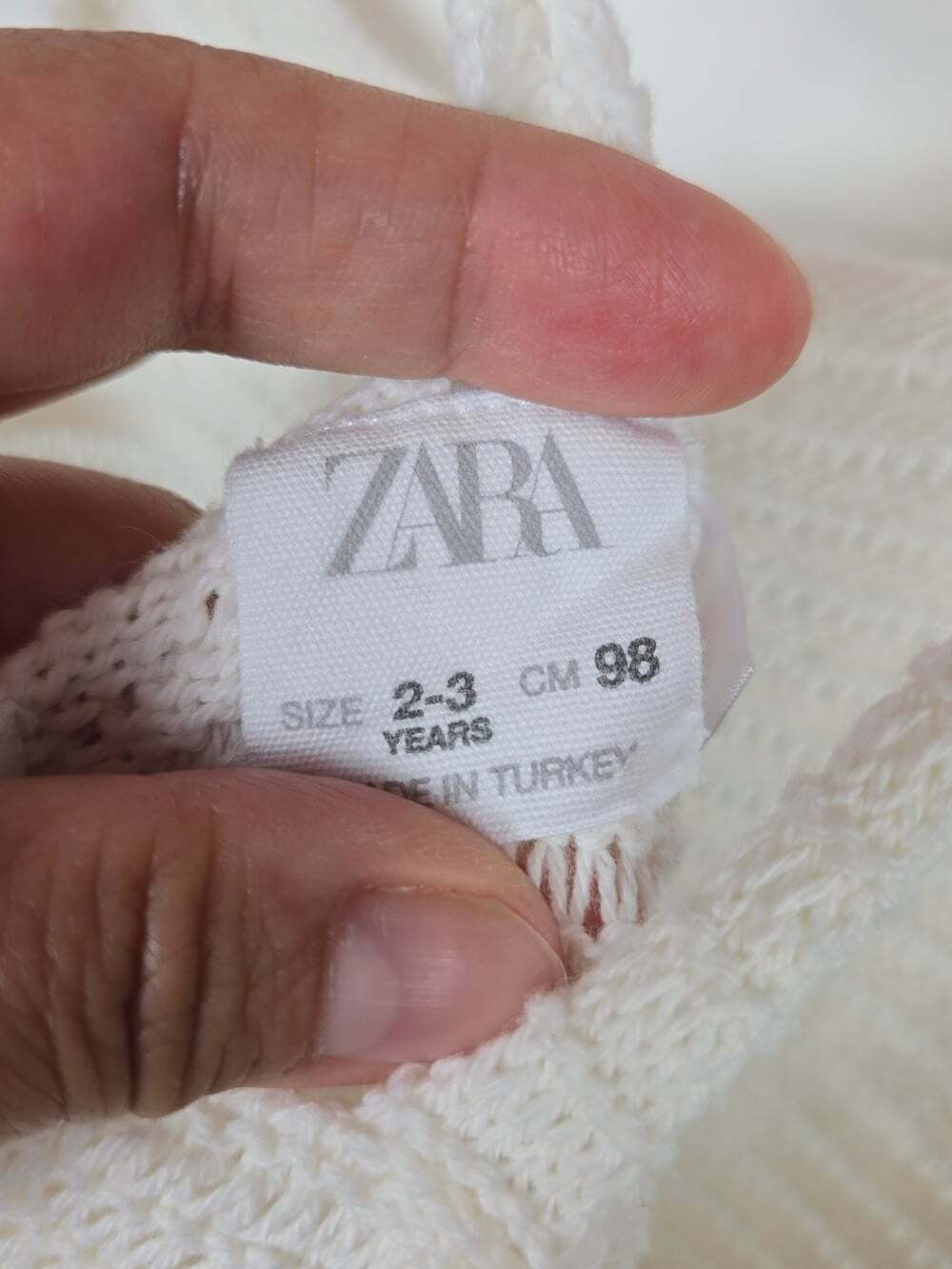 Zara Girls White Knit Peplum Cami Top Size 2-3 Years Boho Summer Cotton Blend - Picture 6 of 6